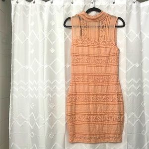 Pink Bebe lace dress with mock neck line. New, tags in place.